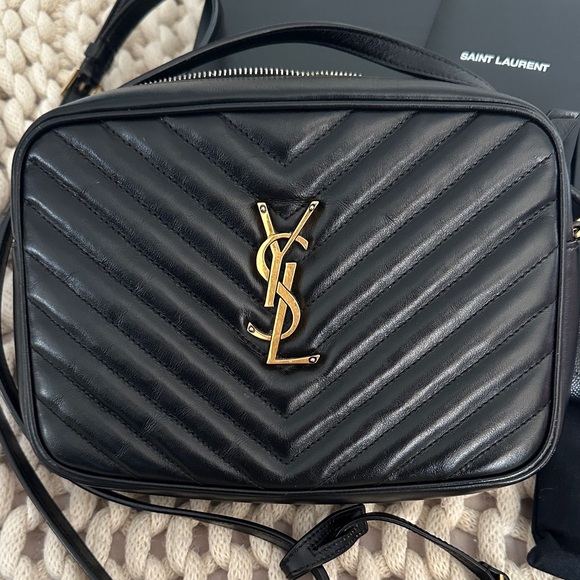 Saint Laurent Black Chevron Quilted Leather Camera Bag and Small Envelope Wallet - Picture 2 of 15